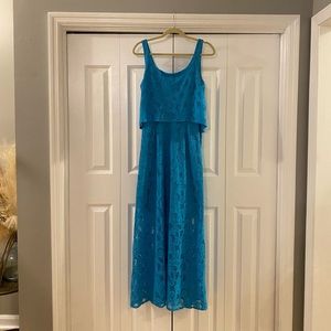 Sky Blue 🦋 Lace Maxi Dress w/ Slip